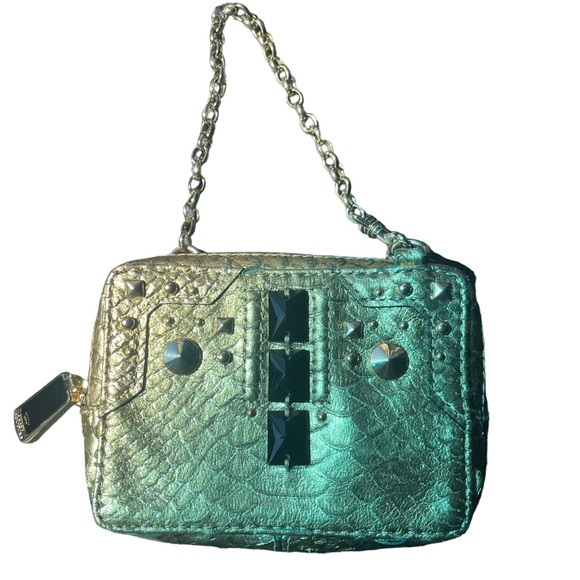 Juicy Couture Gold Reptile Embossed Leather small Wristlet/Clutch - Picture 1 of 3